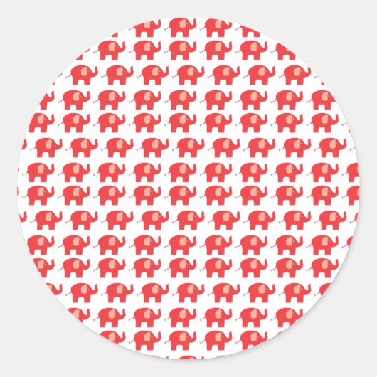 Leuke rode olifant stickers. ronde sticker (Voorkant)