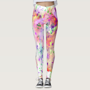 Leuke rode, Oranje, Paarse & groene verfspetter Leggings