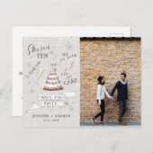 Leuke romantische doodle Foto Save The Date Briefkaart (Voorkant / Achterkant)