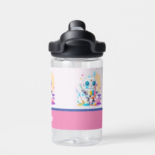 Leuke rommelige robot schilderij leuke spatten waterfles (Achterkant)