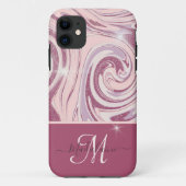 Leuke Roos Gouden Glitter Monogram iPhone Case (Achterkant)