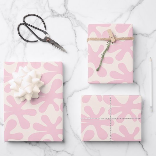 Leuke Roze Amoeba Dans Abstract Modern Pattern Inpakpapier Vel (Voorkant)