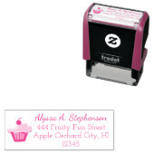 Leuke roze cupcake retour adres stempel (In situ)