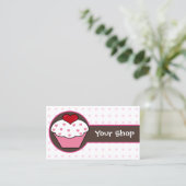 Leuke roze cupcake visitekaartjes (Staand voorkant)