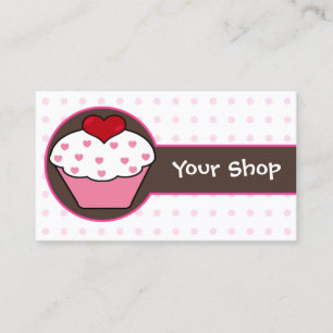 Leuke roze cupcake visitekaartjes
