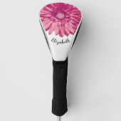 Leuke roze daisy bloem aangepaste naam dames golfheadcover (Voorkant)