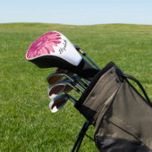 Leuke roze daisy bloem aangepaste naam dames golfheadcover (Insitu)