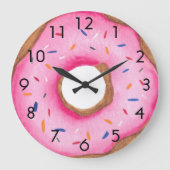 Leuke roze donut grote klok (Voorkant)