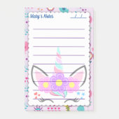Leuke Roze Eenhoorn Leuke achtergrond 4" x 6" Post-it® Notes (Voorkant)