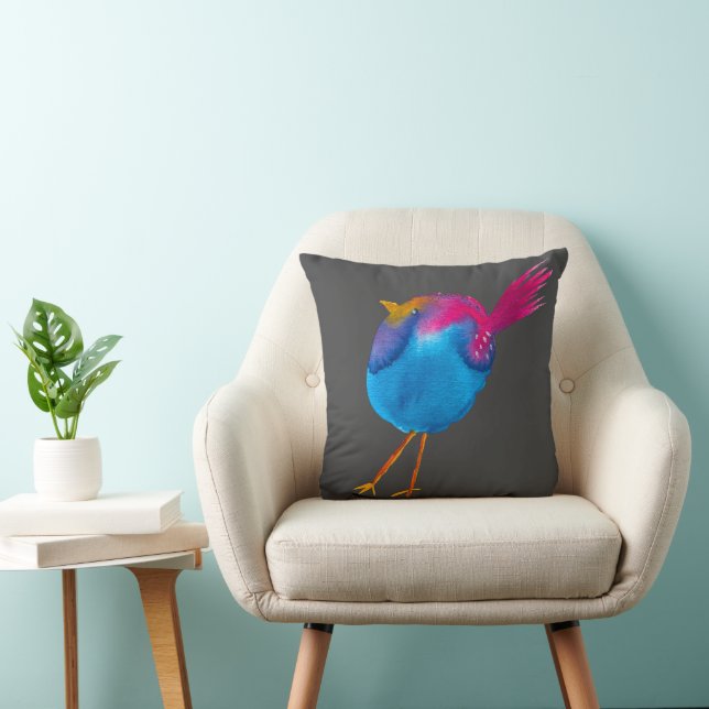 Leuke roze en blauwe vogel kussen (Stoel)