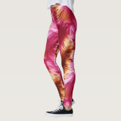 Leuke roze en oranje namaak monster bont textuur leggings (Links)