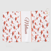Leuke roze en witte aangepaste monogram dames flam golfhanddoek (Horizontaal)