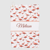 Leuke roze en witte aangepaste monogram dames flam golfhanddoek (Voorkant)