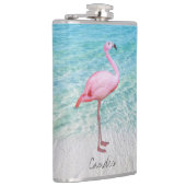 Leuke roze flamingo tropische zandstrand leuke naa heupfles (Rechts)