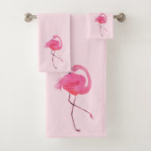 Leuke roze flamingoLichtroze Achtergrond Bad Handdoek (Insitu)