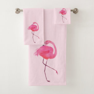 Leuke roze flamingoLichtroze Achtergrond Bad Handdoek