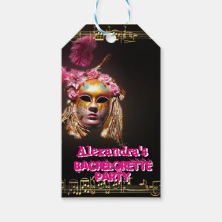 Leuke roze gemaskerde meisje vrijgezellenfeest cadeaulabel