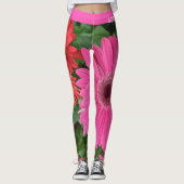 LEUKE ROZE GERBERA FLOWERS DAISY FLORAL INITIAAL LEGGINGS (Voorkant)