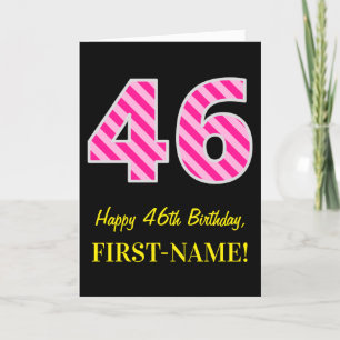 Leuke roze gestreepte "46"; Gelukkige 46e verjaard Kaart