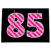 Leuke roze gestreepte "85"; Happy 85th Birthday; N Groot Cadeauzakje (Voorkant)