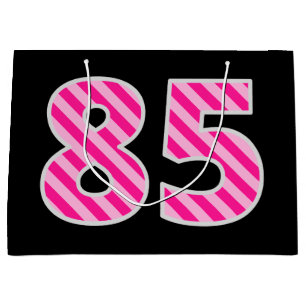 Leuke roze gestreepte "85"; Happy 85th Birthday; N Groot Cadeauzakje