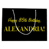 Leuke roze gestreepte "85"; Happy 85th Birthday; N Groot Cadeauzakje (Achterkant)