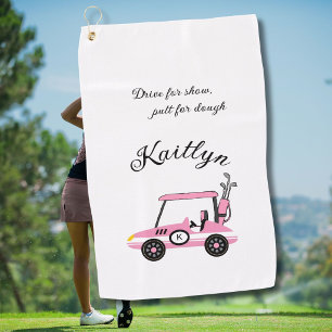 Leuke Roze Golf Dames Kar Race Auto Monogram Naam Golfhanddoek