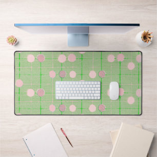 Leuke roze groene polka dot streep stijl bureaumat