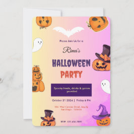 Leuke roze Halloween pompoen feest uitnodigingskaa Kaart