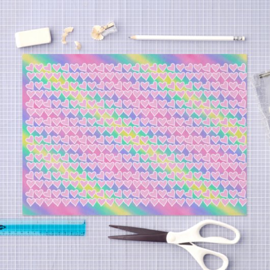 Leuke roze harten op regenboog tissuepapier (Craft)