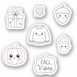 Leuke roze herfst stickers Pack