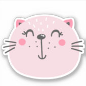 Leuke roze kat Cartoon Sticker (Voorkant)