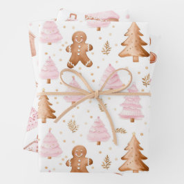 Leuke roze kerst zoete traktaties inpakpapier vel