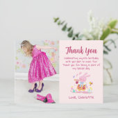 Leuke Roze Konijn Foto Platte Bedankkaart (Staand voorkant)