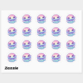 Leuke roze kwal ronde sticker (Vel)