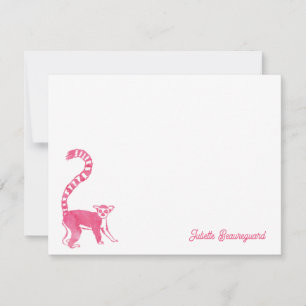Leuke Roze Lemur Notitiekaart Notitiekaartje