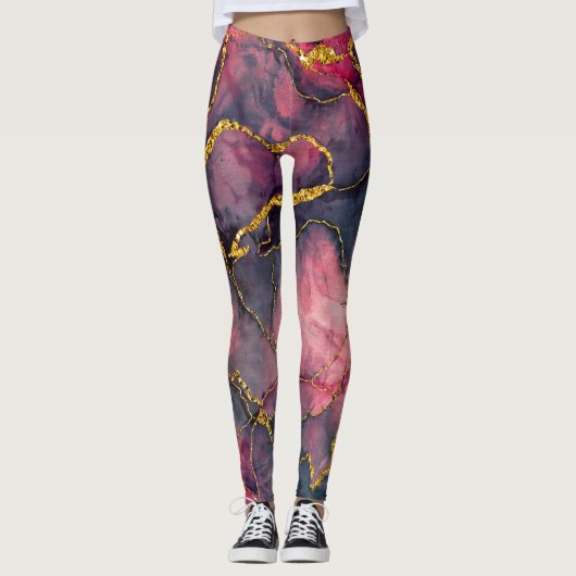 Leuke roze marmeren leggings (Voorkant)