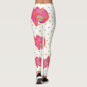 Leuke Roze Orchidee waterverf, gouden polkaDots Leggings (Achterkant)