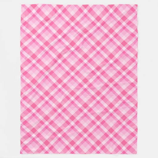 Leuke Roze Plaid Patroon Grote Fleece Deken (Voorkant)