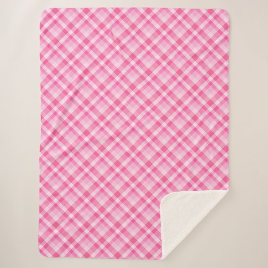 Leuke Roze Plaid Patroon Grote Sherpa Deken (Voorkant)
