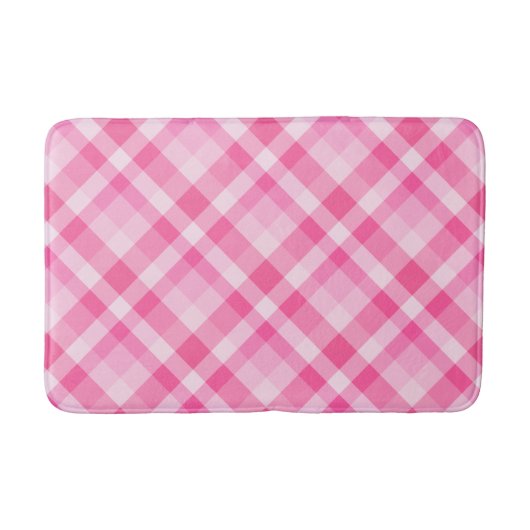 Leuke Roze Plaid Patroon Medium Bath Mat (Voorkant)
