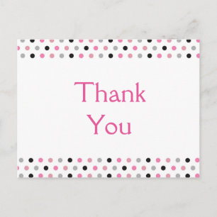 Leuke roze polka dots dank je wel briefkaart