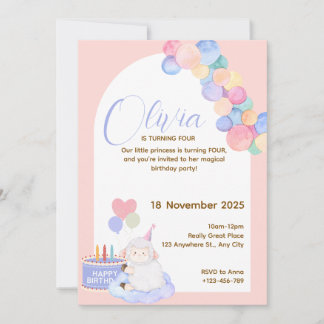 Leuke Roze Prinses Verjaardagskaart voor Baby Meis Kaart