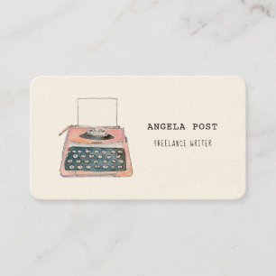 Leuke roze retro schrijfmachine Visitekaartje