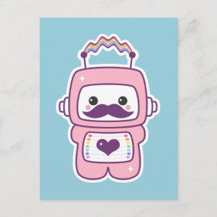 Leuke Roze Robot in Vermomming Briefkaart