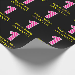 Leuke Roze Strepen "1"; Gelukkige 1e verjaardag; N Cadeaupapier
