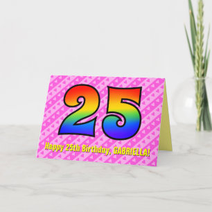 Leuke Roze Strepen, Harten, Regenboog # 25e Verjaa Kaart