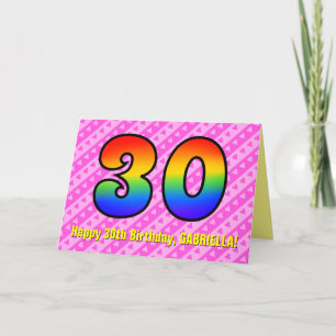 Leuke roze strepen, harten, regenboog # 30ste verj kaart