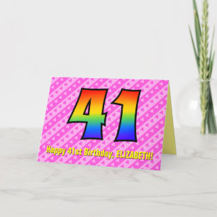 Leuke roze strepen, harten, regenboog # 41ste verj kaart