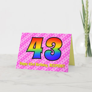 Leuke roze strepen, harten, regenboog # 43ste verj kaart